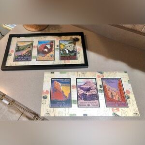 Vintage WPA National Park Framed Set Approx. 19” x 11”